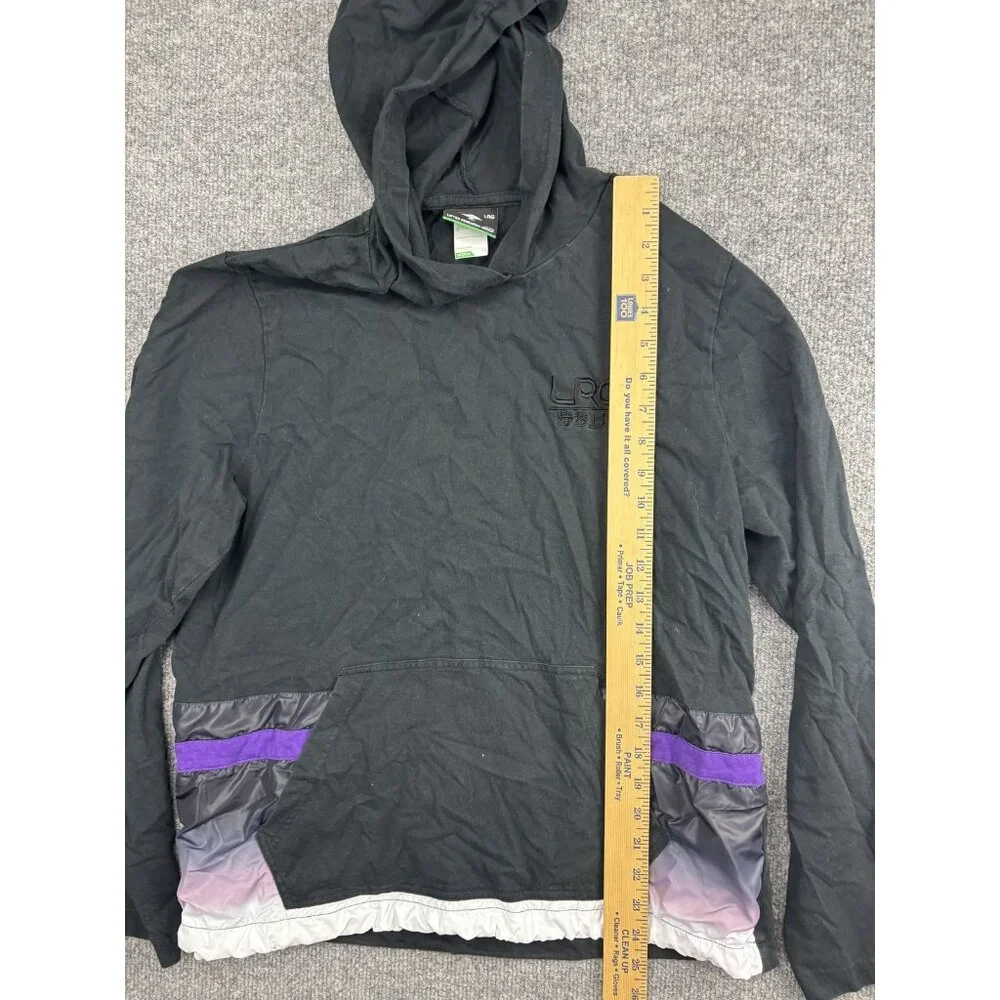 LRG Pullover Hoodie Mens Medium‎ Black Purple Windbreaker Accent Streetwear